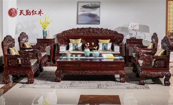 天勤红木 红木家具红酸枝（学名：巴里黄檀）事事如意沙发红酸枝沙发
