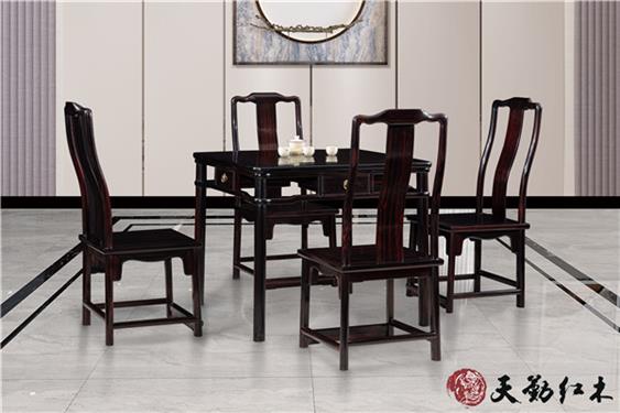天勤红木 材质：条纹乌木 带抽明式小方桌配南官帽椅