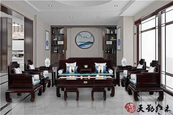 天勤红木 材质：条纹乌木  罗汉宝座沙发