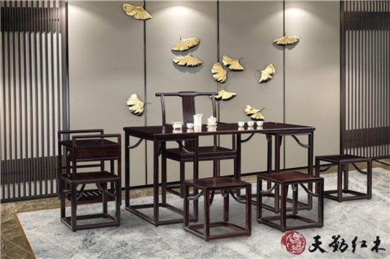 天勤红木 材质：条纹乌木 美心茶台