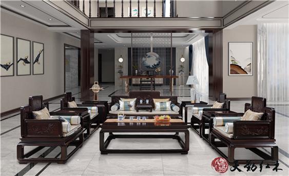 天勤红木 材质：条纹乌木  明式三围沙发