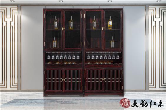 天勤红木 材质：条纹乌木  韵江南酒柜